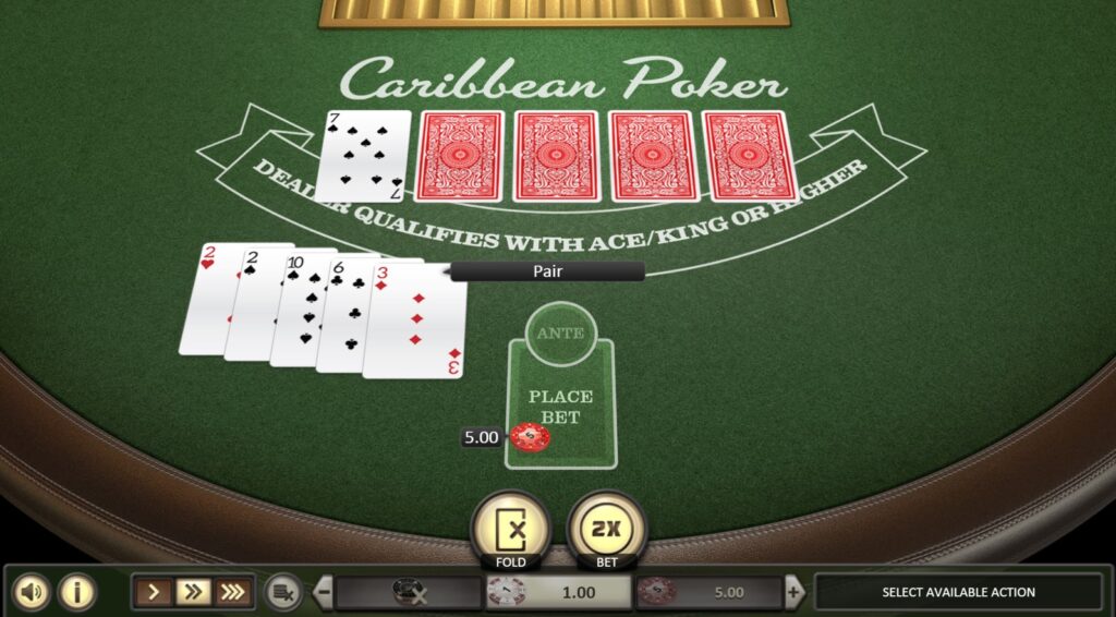 Caribbean poker in LuckyStar Online Casino